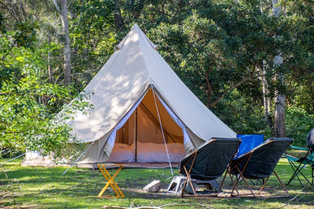 A Canvas Glamping Tent Set Up At A Campsite 1 1024x683 